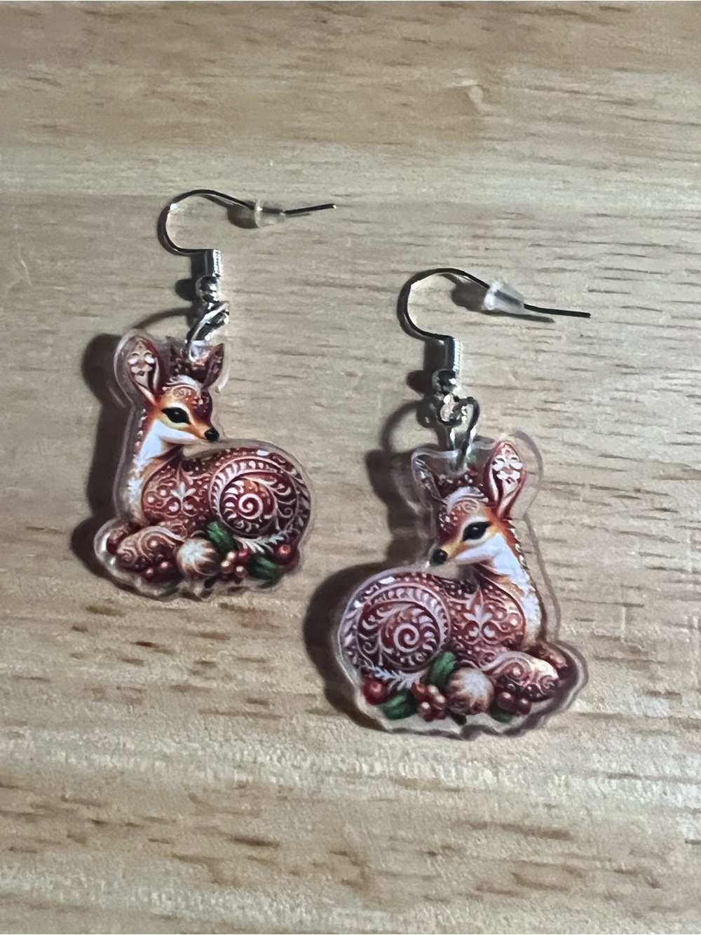 Brown Deer Motif Dangle Earrings - Women Jewelry E186